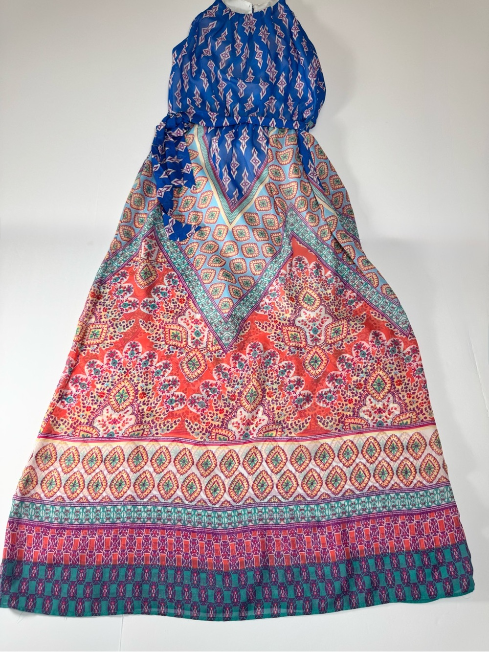 by & by Blue and Orange Paisley Maxi Dress for Girls - Picture 3 of 8